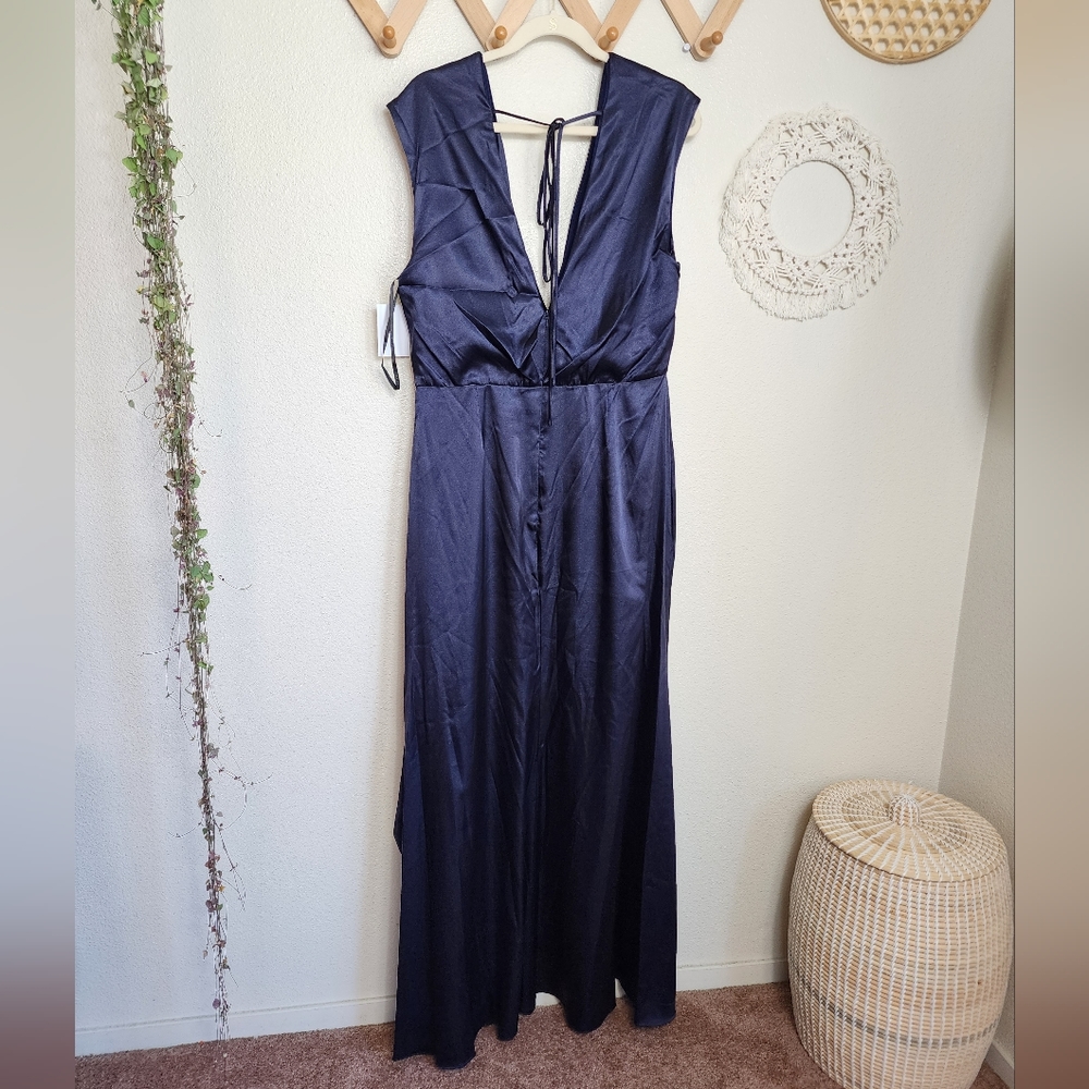 Dessy Collection Cap Sleeve Blouson Faux Wrap In Midnight Navy Style 305… - Picture 6 of 12